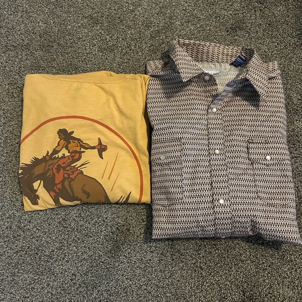 Bundle of 2 Wrangler Men’s XL Shirts – Long Sleeve